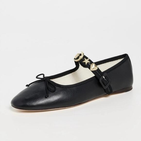 NWOB Loeffler Randall Chiara Mary Jane Flats in Black Leather SZ 8 - Picture 2 of 7